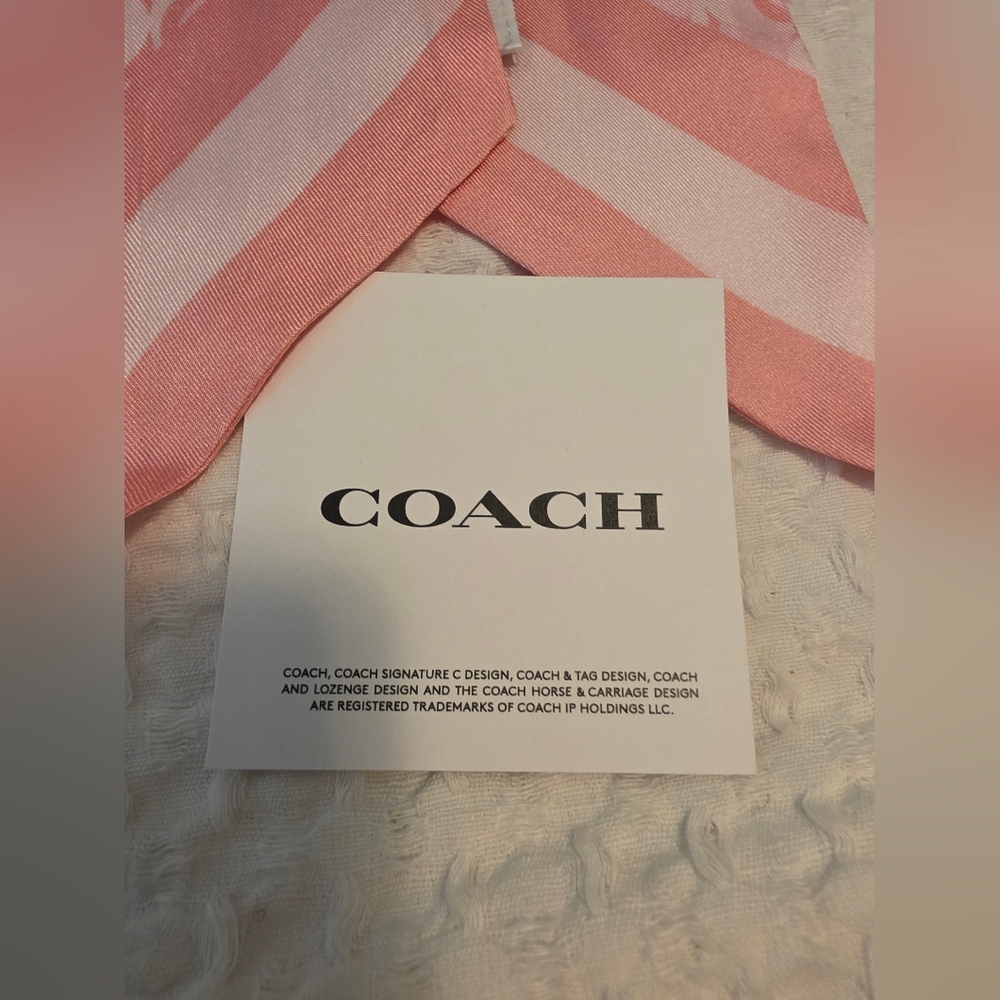 NWT Coach Signature Print Silk Skinny Scarf - Picture 3 of 9